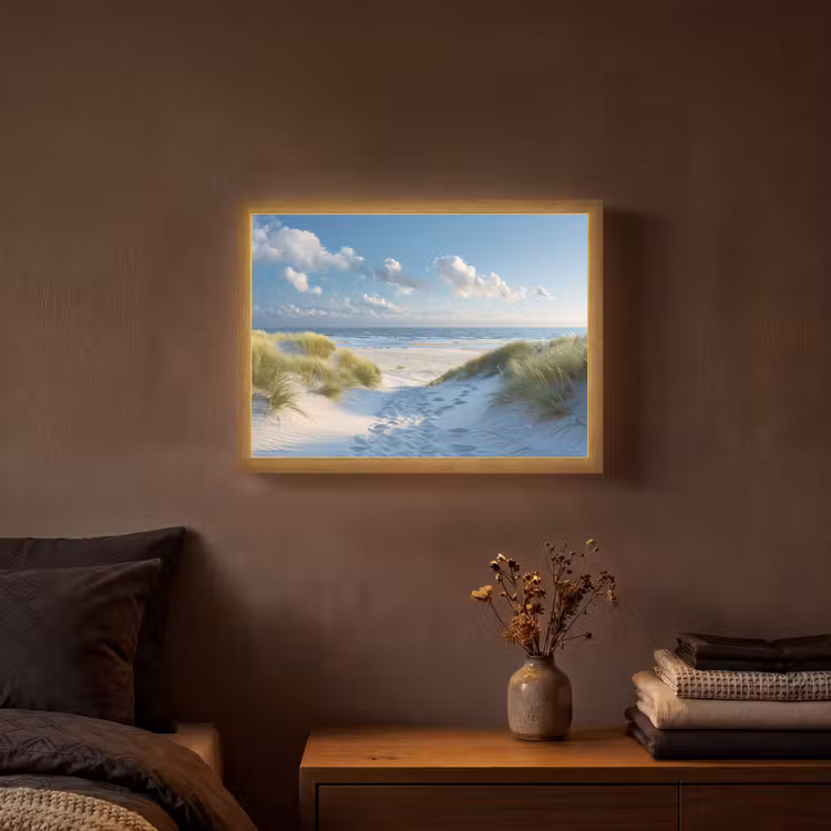 Duinen - Zomer - Zon - Landschap - Zee Light Box met batterij (Wandlamp) middel -sfeer4