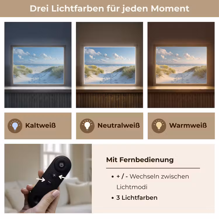 Duinen - Zomer - Zon - Landschap - Zee Light Box met batterij (Wandlamp) middel -USP_lichtkleurDE