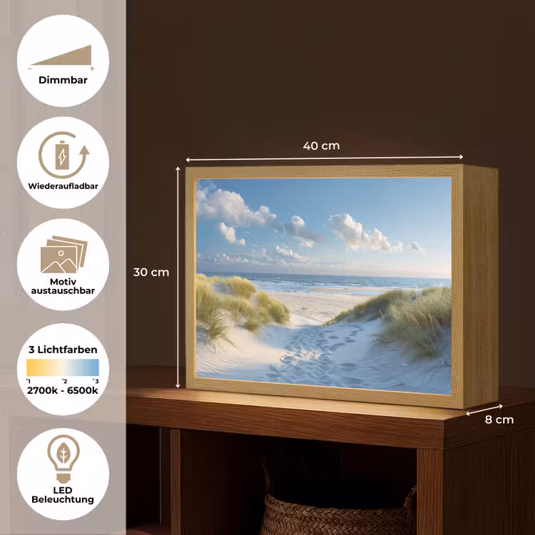 Duinen - Zomer - Zon - Landschap - Zee Light Box met batterij (Wandlamp) middel -USP_websiteoverzichtDE