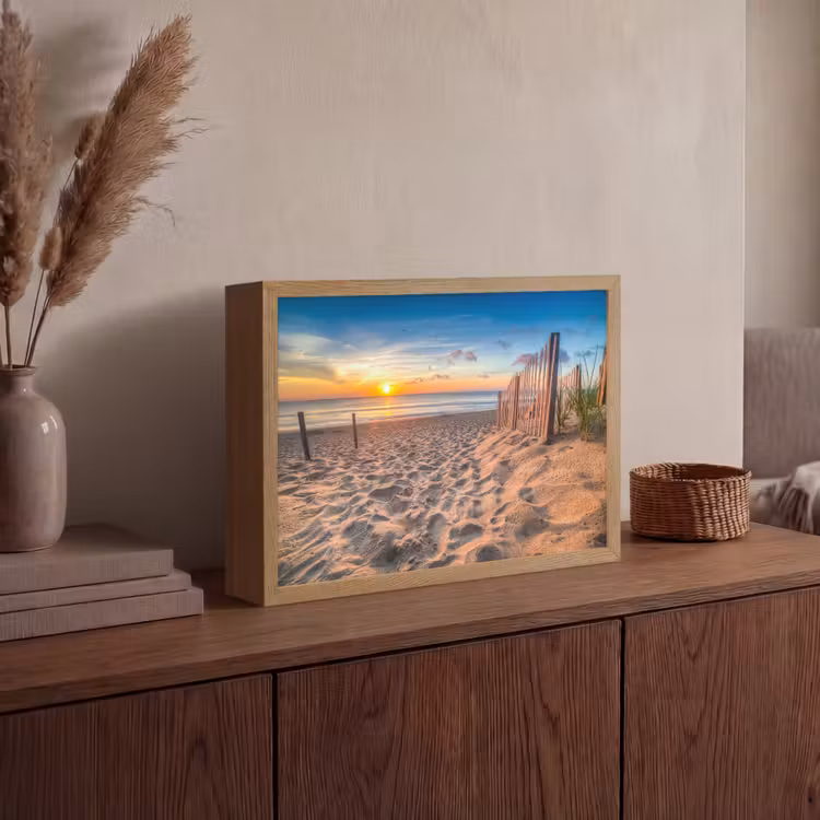 Duinen - Zonsondergang - Strand - Zee - Horizon Light Box met batterij (Wandlamp) middel -sfeer2