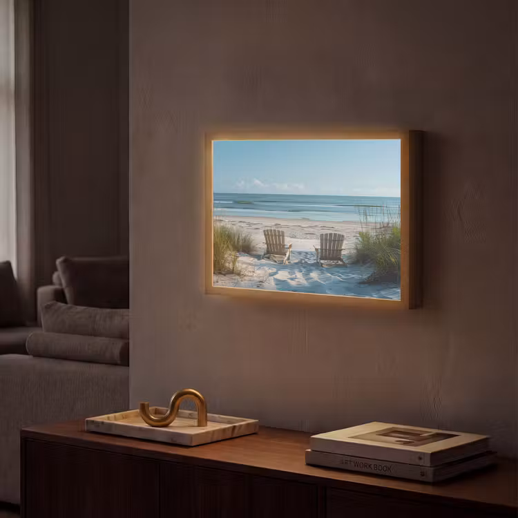 Duinen - Strand - Zee - Zomer Light Box met batterij (Wandlamp) middel -sfeer1