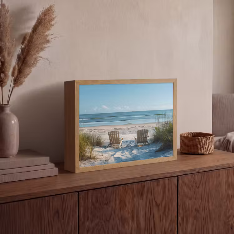 Duinen - Strand - Zee - Zomer Light Box met batterij (Wandlamp) middel -sfeer2