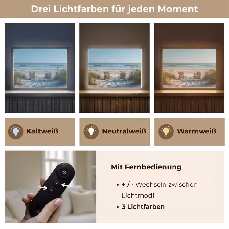 Duinen - Strand - Zee - Zomer Light Box met batterij (Wandlamp) middel -USP_lichtkleurDE