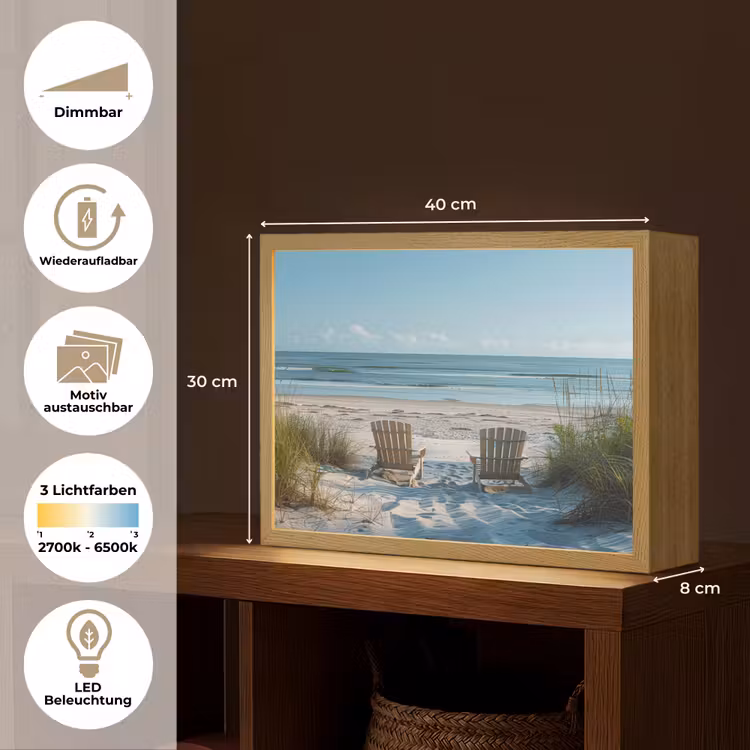 Duinen - Strand - Zee - Zomer Light Box met batterij (Wandlamp) middel -USP_websiteoverzichtDE