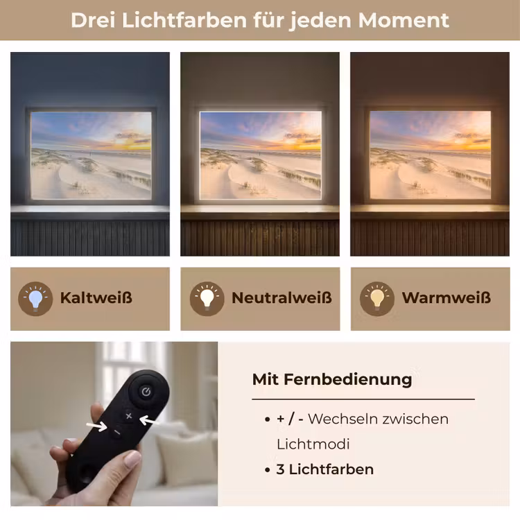 Duinen - Strand - Zonsondergang - Natuur - Zomer Light Box met batterij (Wandlamp) middel -USP_lichtkleurDE