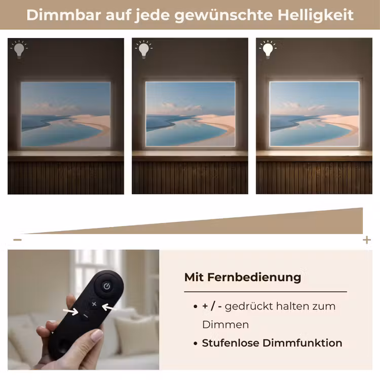 Duinen - Waterplas - Oneindige rust Light Box met batterij (Wandlamp) middel -USP_dimbaarDE