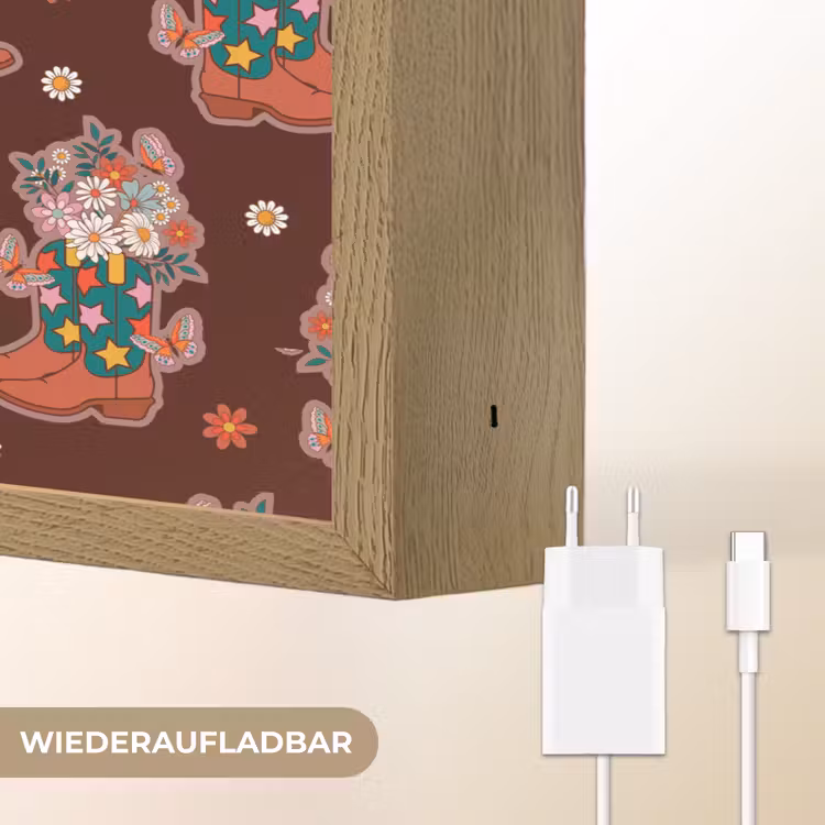Donker - Cowboy - Laars - Patroon Light Box met batterij (Wandlamp) middel 907 -USP_websiteoplaadbaarDE