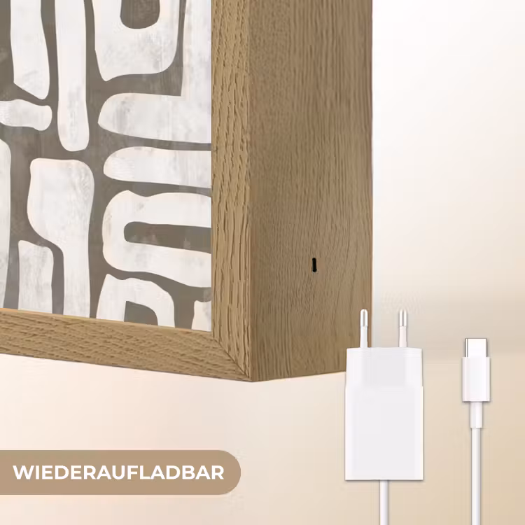 Donker - Wit - Abstract Light Box met batterij (Wandlamp) middel 907 -USP_websiteoplaadbaarDE
