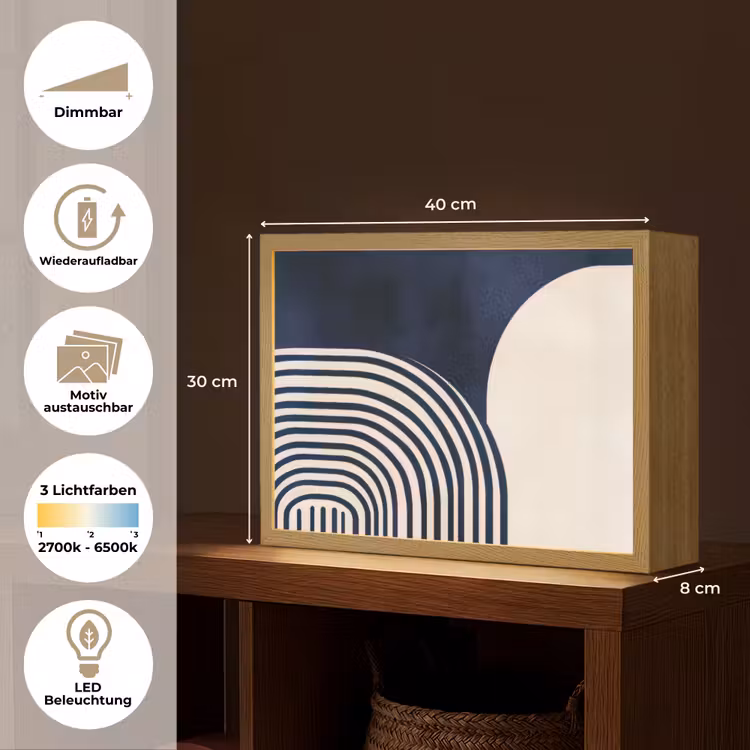 Donkerblauw - Abstract - Lijnen Light Box met batterij (Wandlamp) middel -USP_websiteoverzichtDE