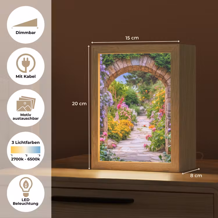 Doorkijk - Bloemen - Pad - Natuur Light Box met kabel (Wandlamp) klein -USP_websiteoverzichtDE