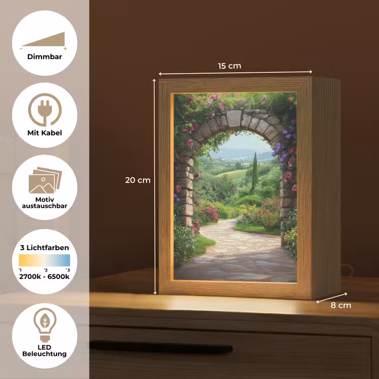 Doorkijk - Landschap - Bloemen - Pad - Uitzicht Light Box met kabel (Wandlamp) klein -USP_websiteoverzichtDE