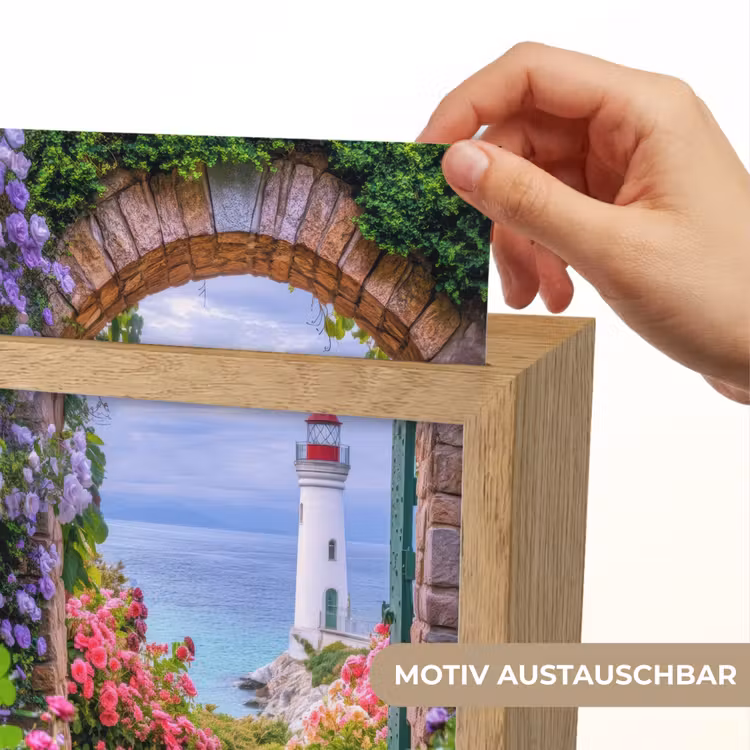 Doorkijk - Vuurtoren - Bloemen - Uitzicht Light Box met kabel (Wandlamp) klein -USP_websiteprintDE