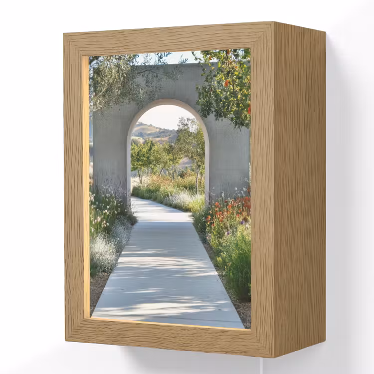 Doorkijk - Pad - Beton - Landschap Light Box met kabel (Wandlamp) klein -3d