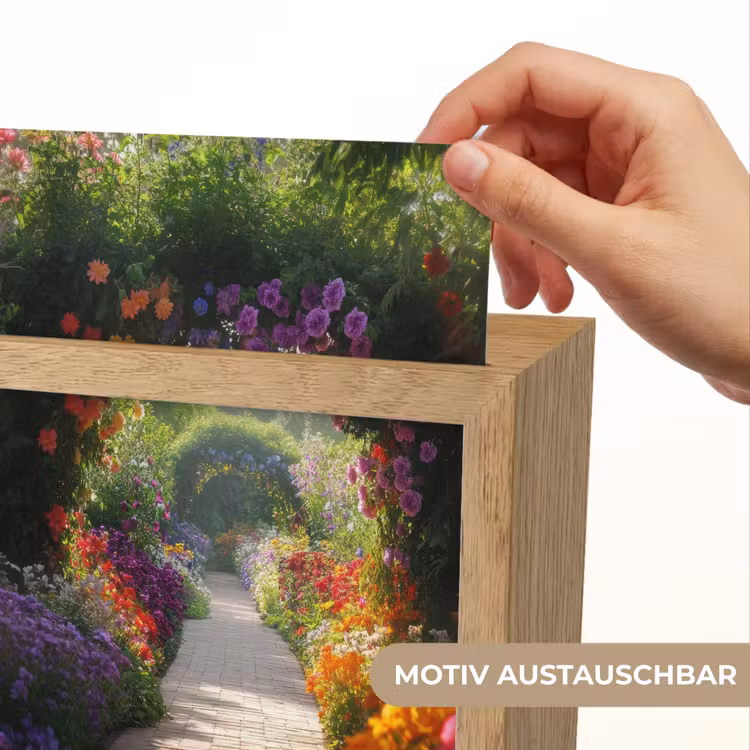 Doorkijk - Pad - Bloemen - Struik - Kleurrijk Light Box met kabel (Wandlamp) klein -USP_websiteprintDE