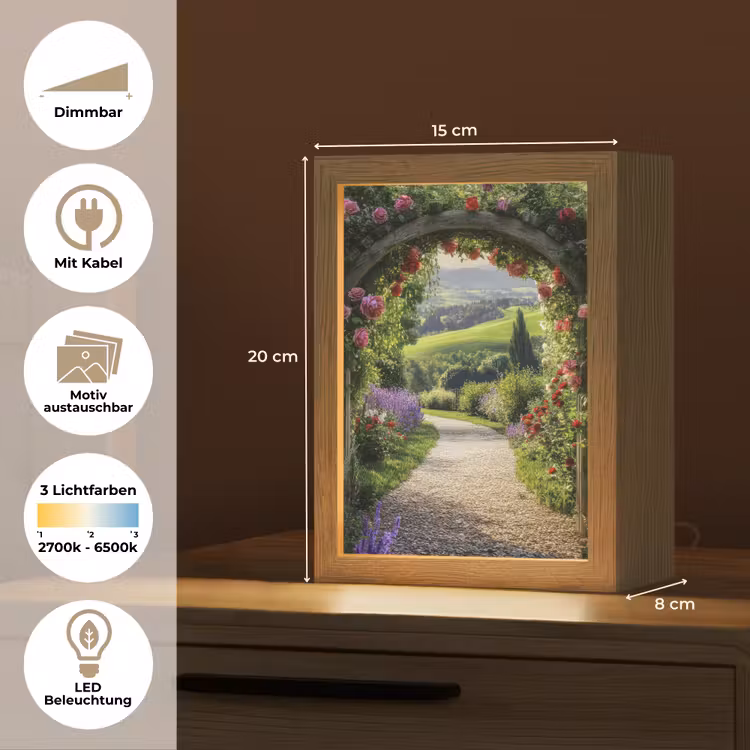Doorkijk - Tuinboog - Bloemen - Natuur - Pad Light Box met kabel (Wandlamp) klein -USP_websiteoverzichtDE