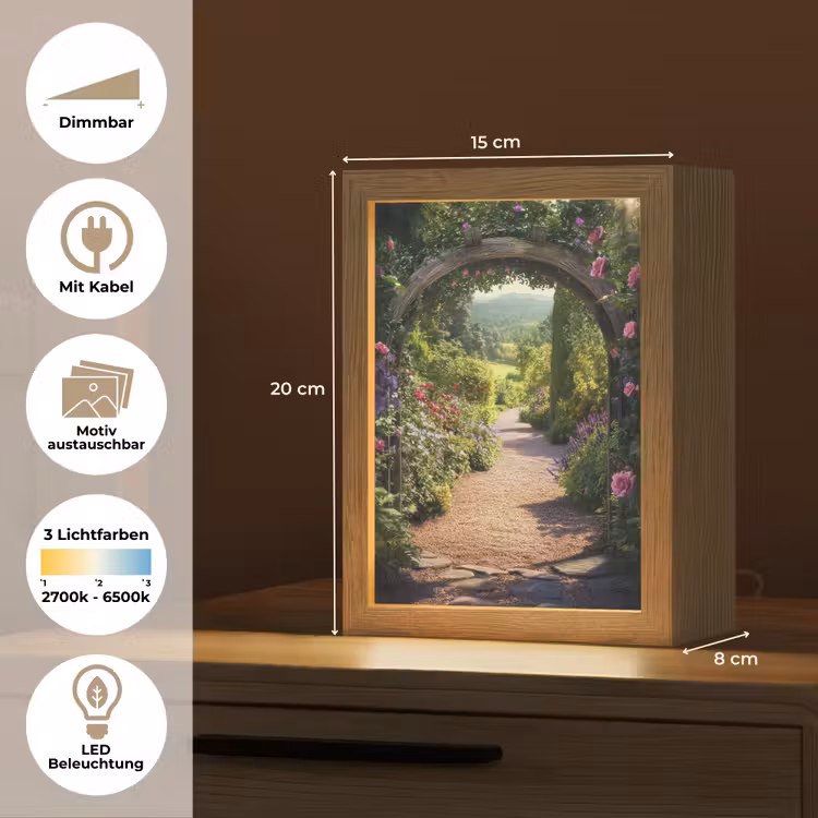 Doorkijk - Bloemen - Natuur - Rozenboog Light Box met kabel (Wandlamp) klein -USP_websiteoverzichtDE