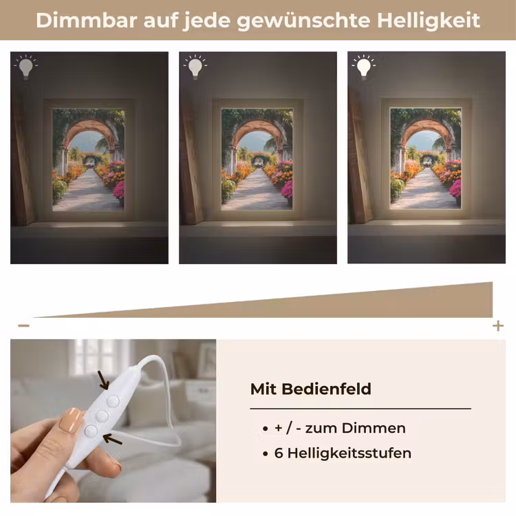 Doorkijk - Bloemen - Tropisch - Kleurrijk Light Box met kabel (Wandlamp) klein -USP_dimbaarDE