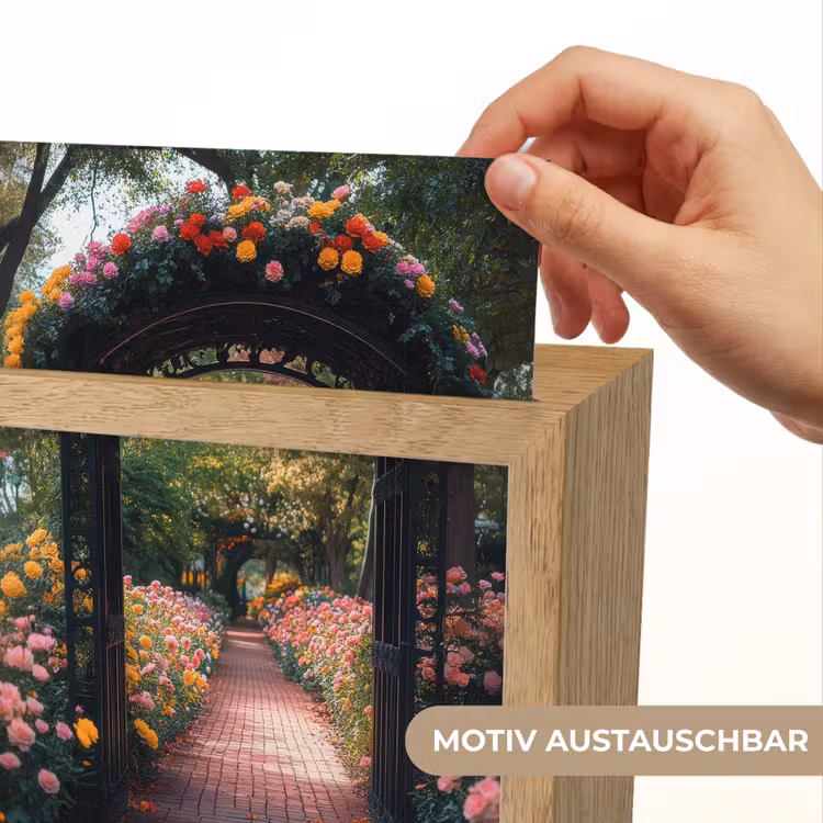 Doorkijk - Bloemen - Pad - Natuur - Kleurrijk Light Box met kabel (Wandlamp) klein -USP_websiteprintDE
