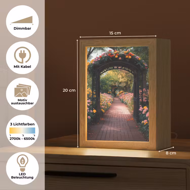 Doorkijk - Bloemen - Pad - Natuur - Kleurrijk Light Box met kabel (Wandlamp) klein -USP_websiteoverzichtDE