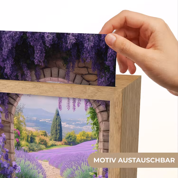 Doorkijk - Lavendel - Bloemen - Paars - Poort Light Box met kabel (Wandlamp) klein -USP_websiteprintDE