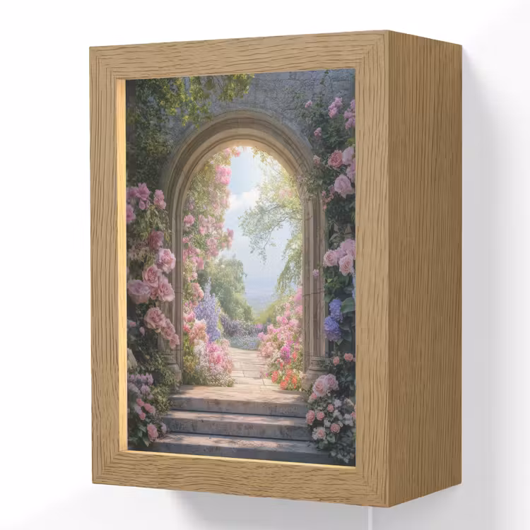 Doorkijk - Rozen - Vintage - Bloemen Light Box met kabel (Wandlamp) klein -3d