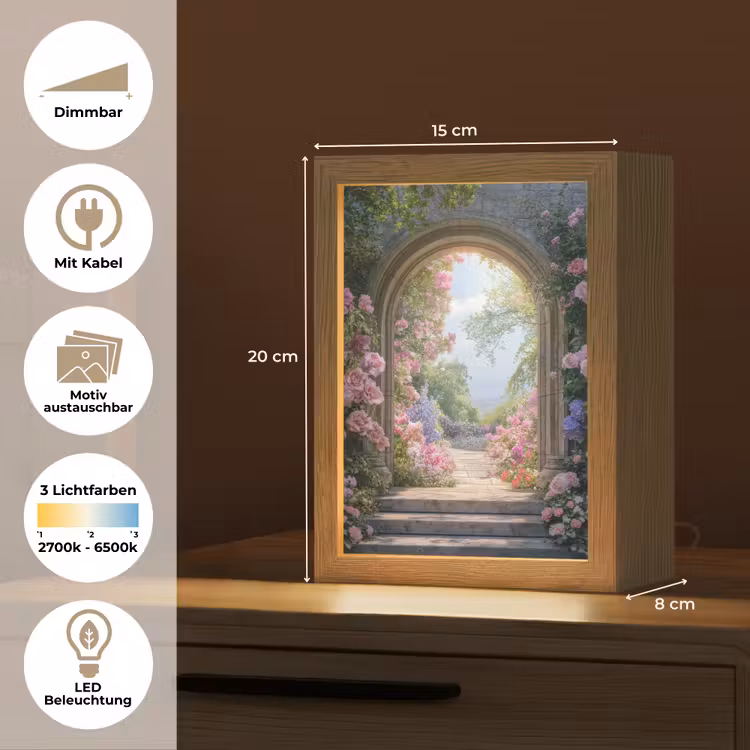 Doorkijk - Rozen - Vintage - Bloemen Light Box met kabel (Wandlamp) klein -USP_websiteoverzichtDE