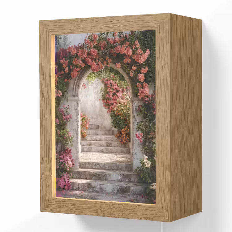 Doorkijk - Rozen - Vintage - Poort Light Box met kabel (Wandlamp) klein -3d