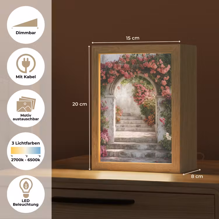 Doorkijk - Rozen - Vintage - Poort Light Box met kabel (Wandlamp) klein -USP_websiteoverzichtDE