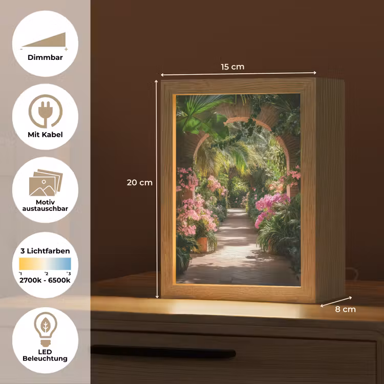 Doorkijk - Tropisch - Bloemen - Natuur Light Box met kabel (Wandlamp) klein -USP_websiteoverzichtDE
