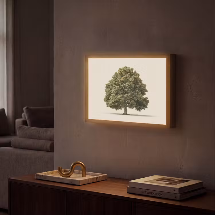 Eikenboom - Groen - Lichte achtergrond Light Box met batterij (Wandlamp) middel -sfeer1