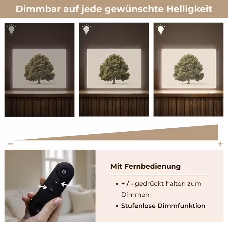 Eikenboom - Groen - Lichte achtergrond Light Box met batterij (Wandlamp) middel -USP_dimbaarDE