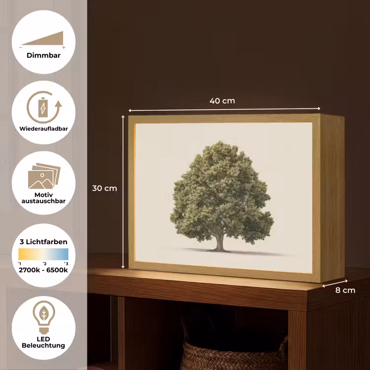 Eikenboom - Groen - Lichte achtergrond Light Box met batterij (Wandlamp) middel -USP_websiteoverzichtDE