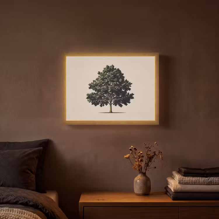 Eikenboom - Schaduw - Egaal Light Box met batterij (Wandlamp) middel -sfeer4