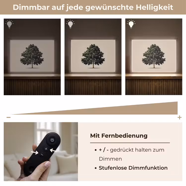 Eikenboom - Schaduw - Egaal Light Box met batterij (Wandlamp) middel -USP_dimbaarDE