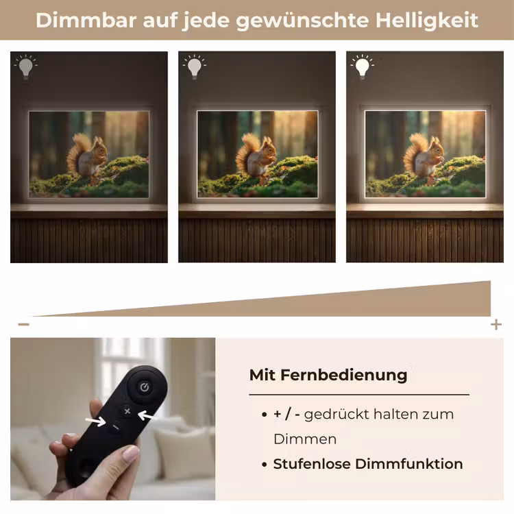 Eekhoorn - Nootje - Gras Light Box met batterij (Wandlamp) middel -USP_dimbaarDE