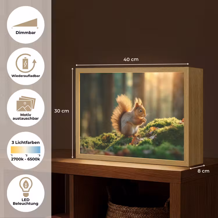 Eekhoorn - Nootje - Gras Light Box met batterij (Wandlamp) middel -USP_websiteoverzichtDE