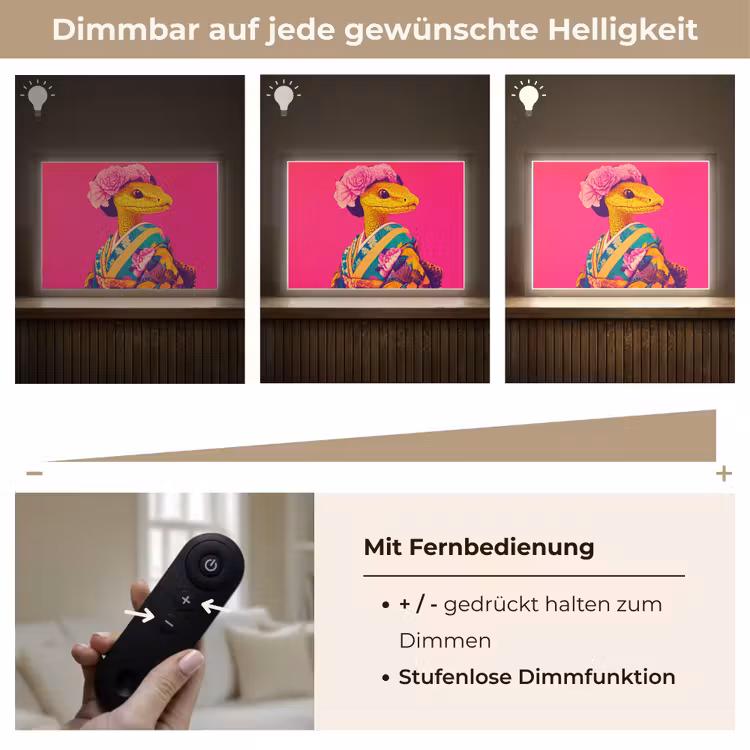 Hagedis - Bloemen - Roze - Kimono Light Box met batterij (Wandlamp) middel -USP_dimbaarDE