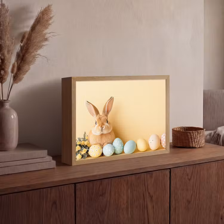 Eieren - Konijn - Pasteltinten Light Box met batterij (Wandlamp) middel -sfeer2