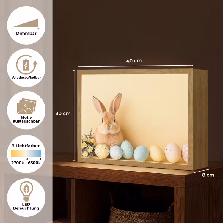 Eieren - Konijn - Pasteltinten Light Box met batterij (Wandlamp) middel -USP_websiteoverzichtDE