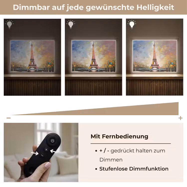 Eiffeltoren - Schilderij - Olieverf - Parijs Light Box met batterij (Wandlamp) middel -USP_dimbaarDE