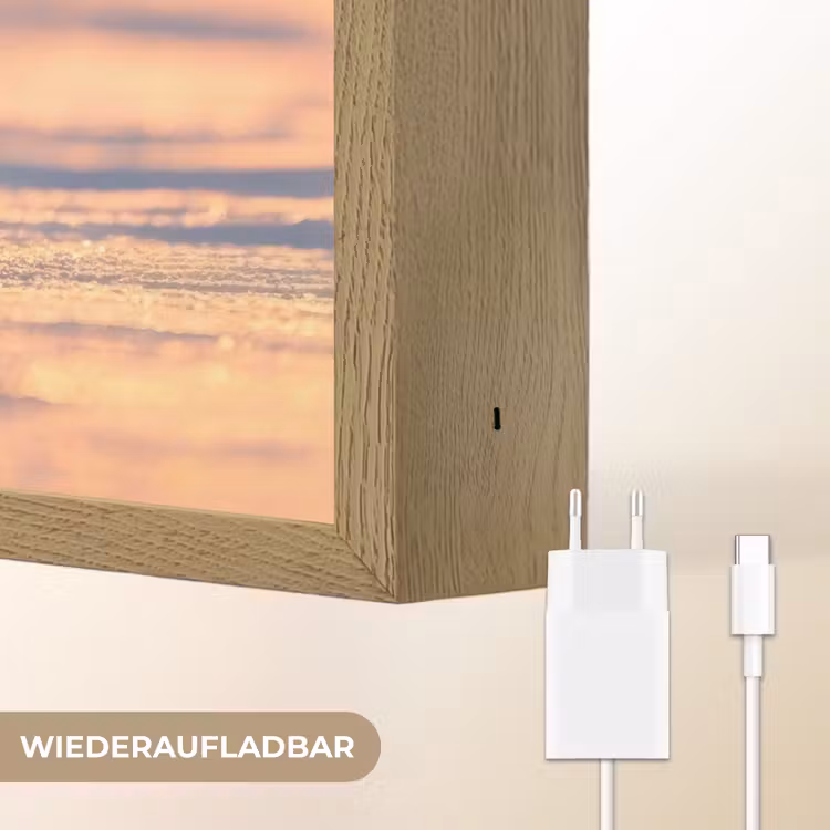 Ijsbeer - Sneeuw - Zonsopgang Light Box met batterij (Wandlamp) middel -USP_websiteoplaadbaarDE
