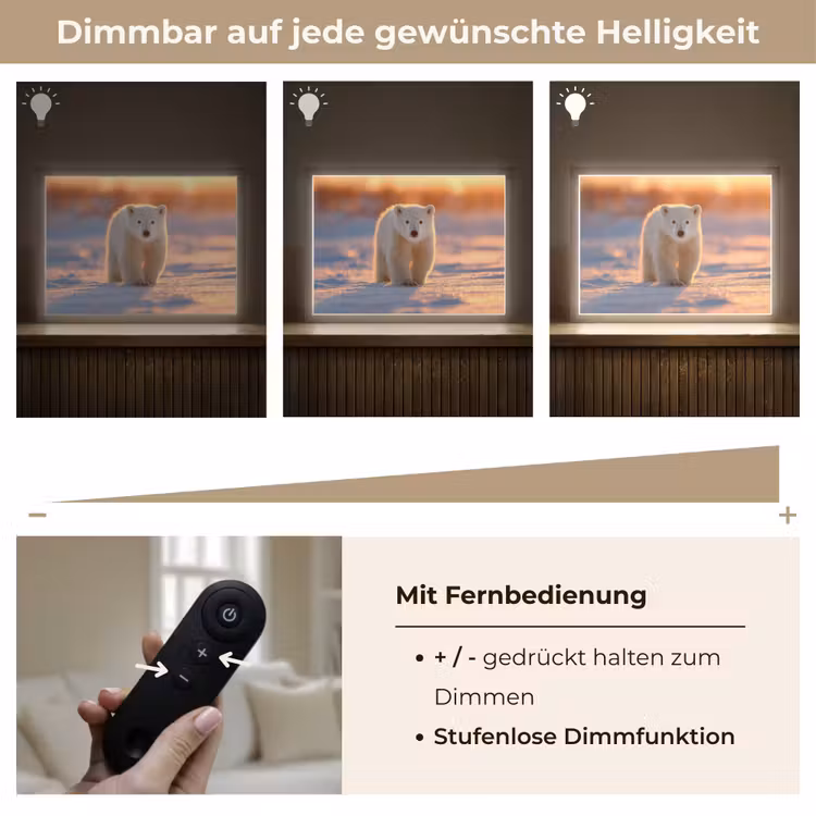 Ijsbeer - Sneeuw - Zonsopgang Light Box met batterij (Wandlamp) middel -USP_dimbaarDE