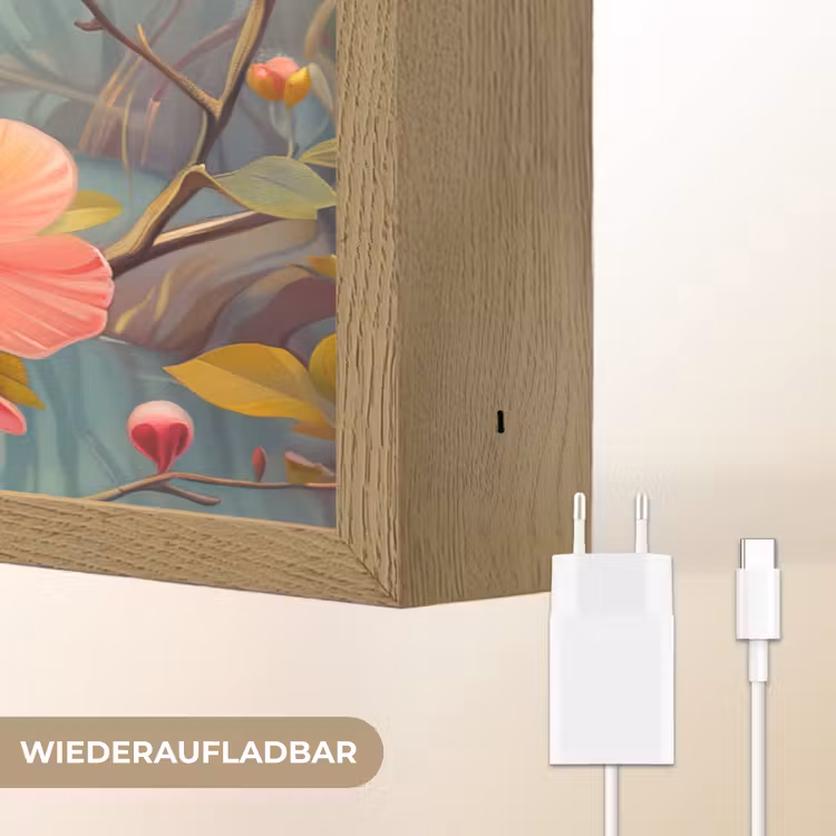 IJsvogel - Bloesem - Natuur - Vogels - Bloemen Light Box met batterij (Wandlamp) middel -USP_websiteoplaadbaarDE