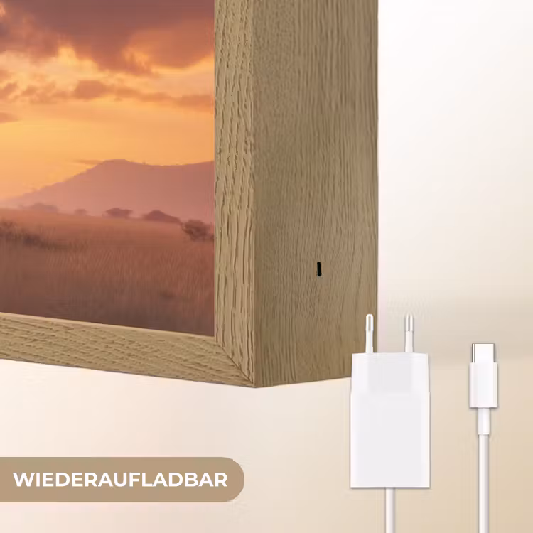 Olifanten - Grasland - Zonsondergang Light Box met batterij (Wandlamp) middel -USP_websiteoplaadbaarDE