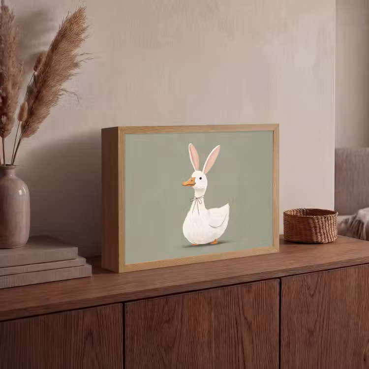 Eend - Konijnoren - Grijs Light Box met batterij (Wandlamp) middel -sfeer2