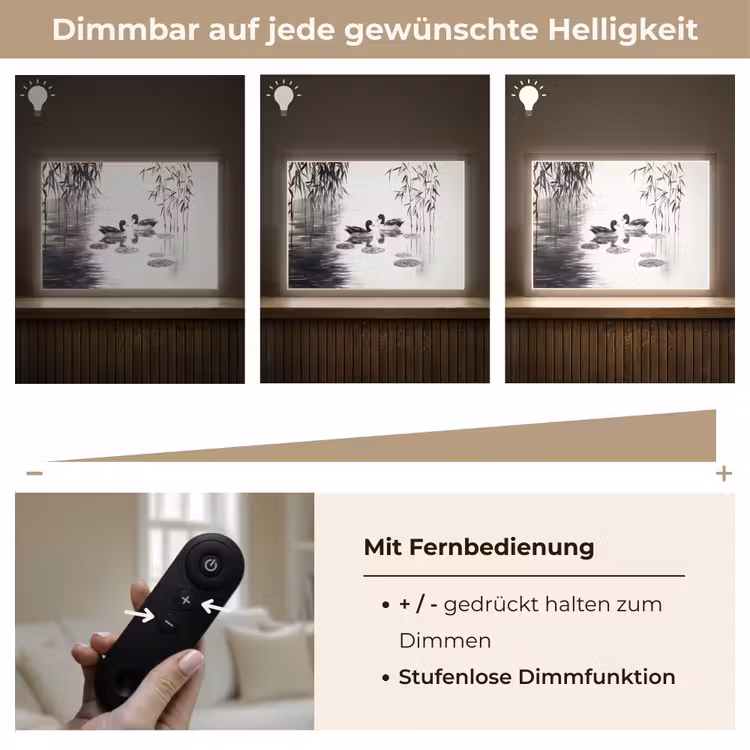 Eenden - Waterlelies - Riet - Zwart Light Box met batterij (Wandlamp) middel -USP_dimbaarDE