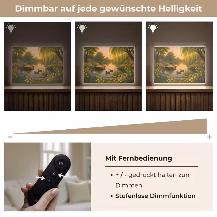 Eenden - Vijver - Bloemen Light Box met batterij (Wandlamp) middel -USP_dimbaarDE
