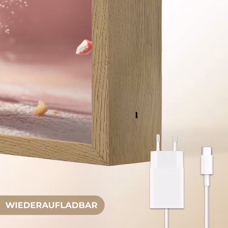Aardbei - Taart- Eten - Roze Light Box met batterij (Wandlamp) middel -USP_websiteoplaadbaarDE