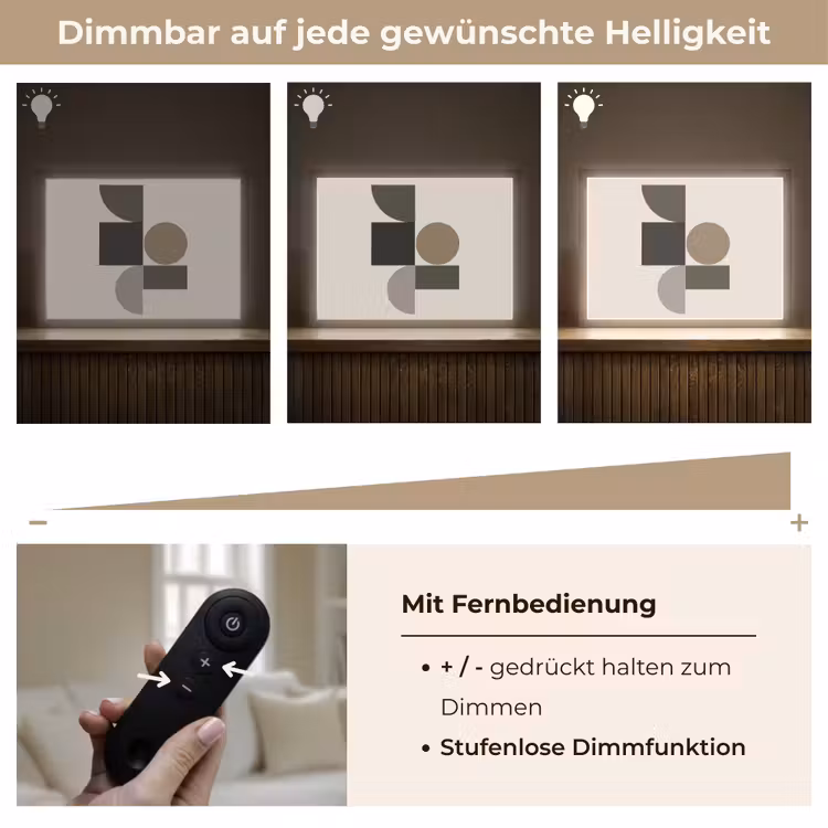 Aardetinten - Abstracte compositie - Eenvoudige vormen Light Box met batterij (Wandlamp) middel -USP_dimbaarDE