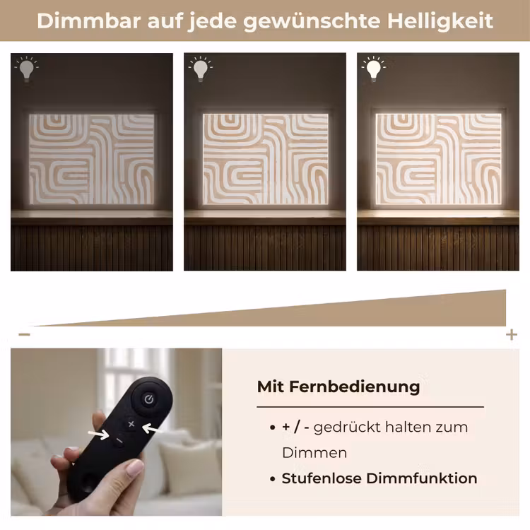 Aardetinten - Labyrintpatroon Light Box met batterij (Wandlamp) middel -USP_dimbaarDE